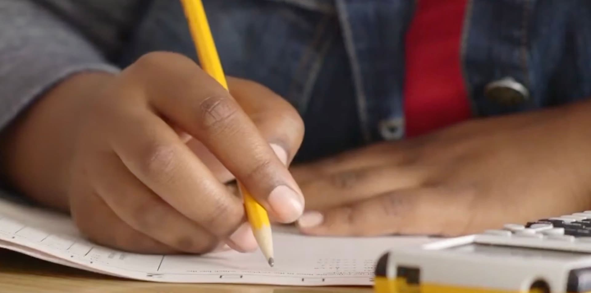 Student taking a test